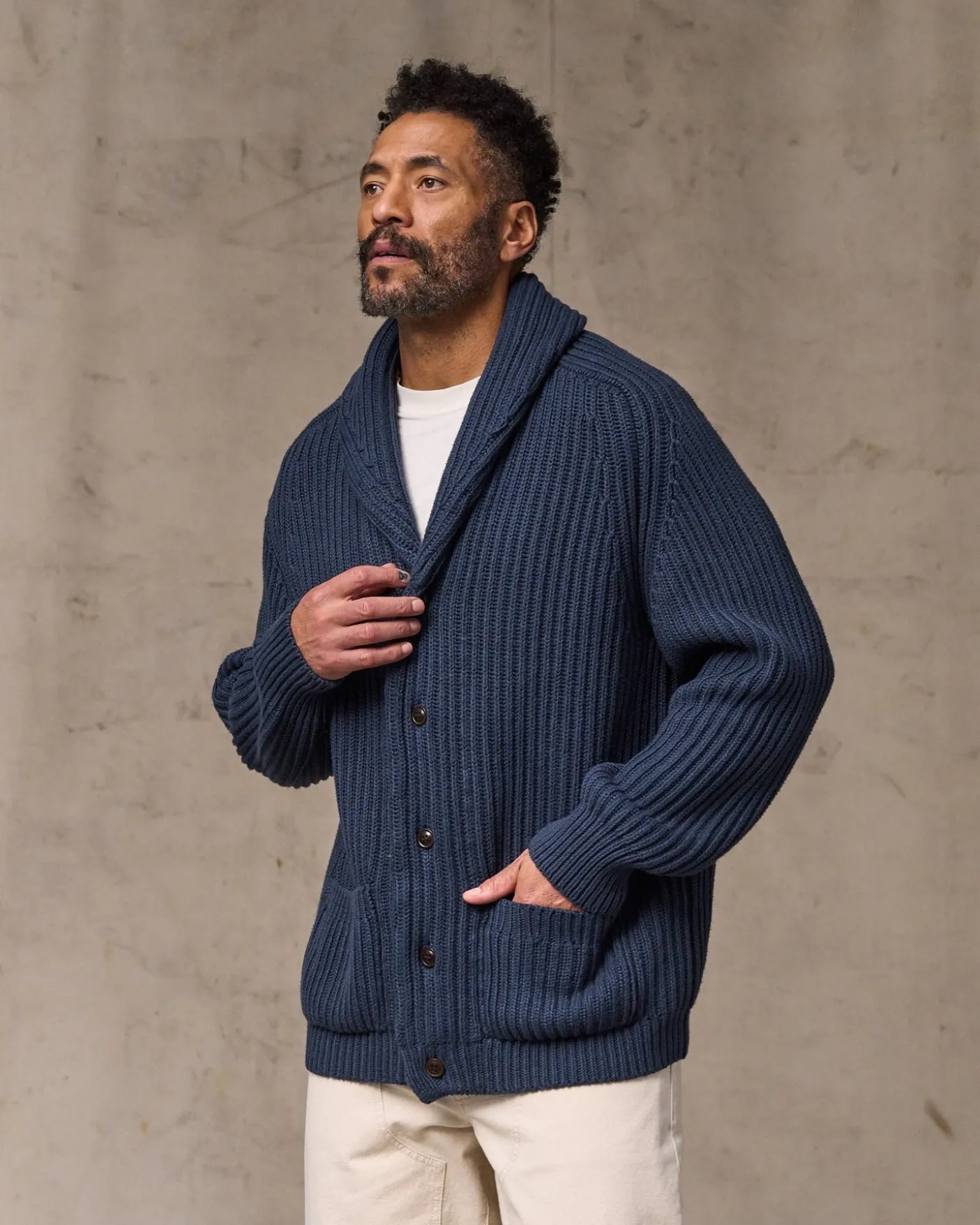 Fisherman Rib Cotton Cardigan
