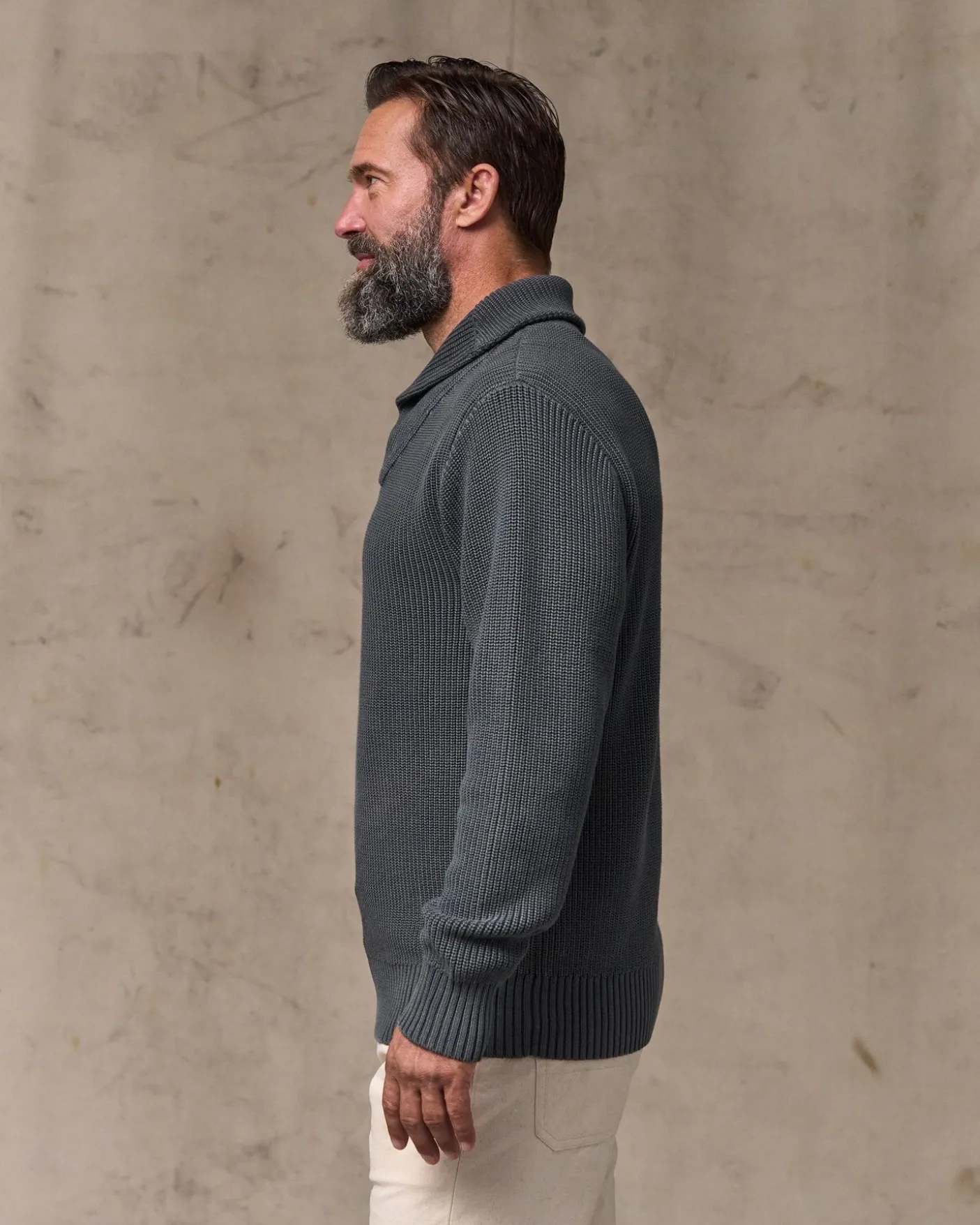 Vintage Cotton Shawl Neck Sweater