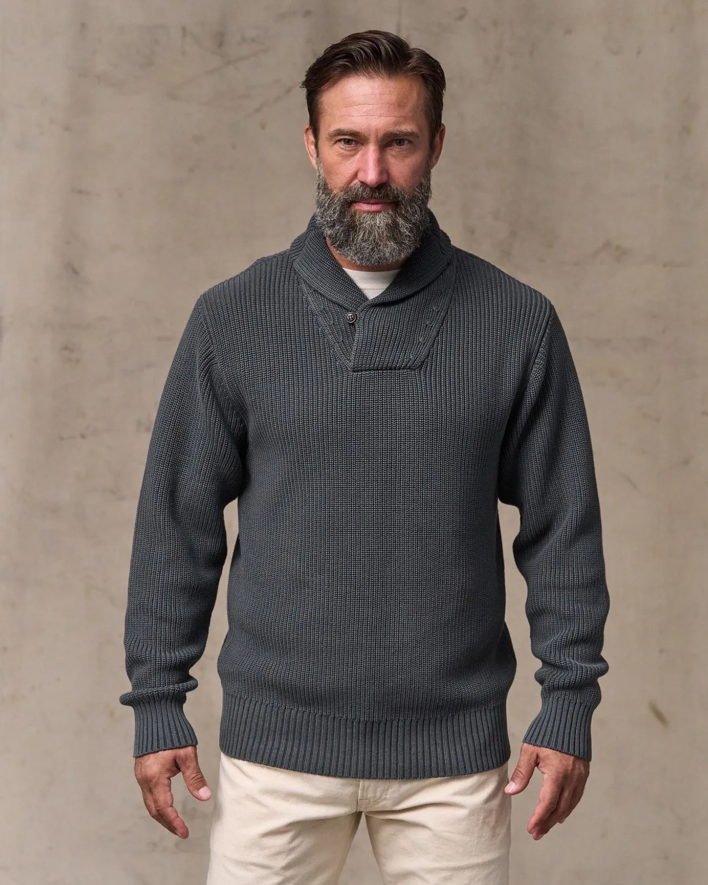 Vintage Cotton Shawl Neck Sweater