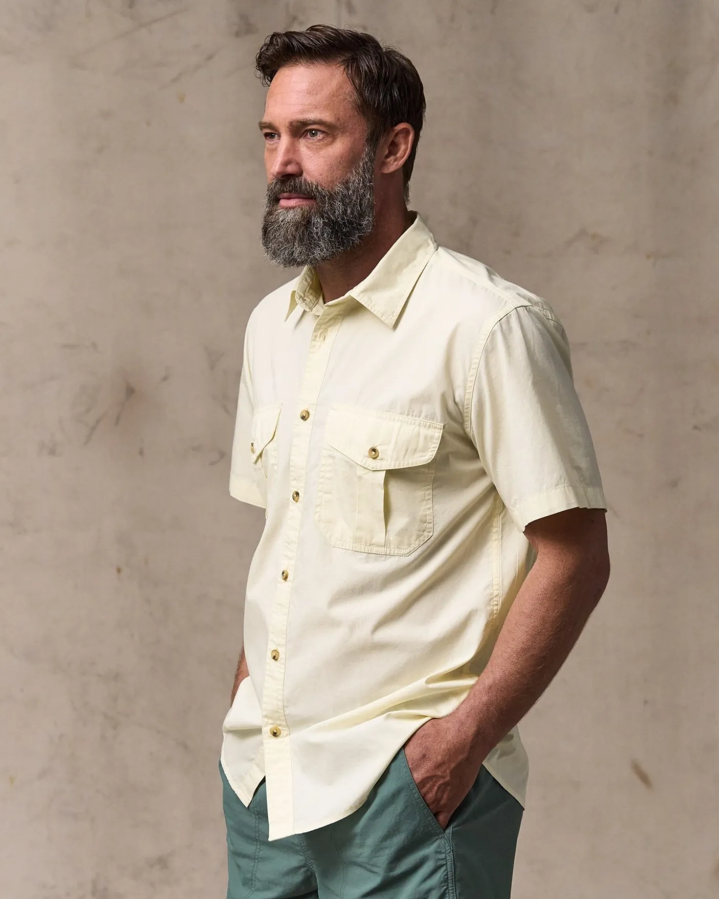 Washed Short Sleeve Feather Cloth Shirt