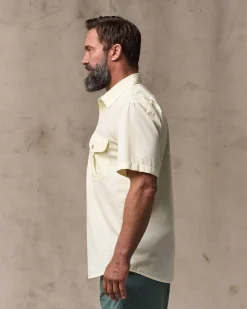 Washed Short Sleeve Feather Cloth Shirt