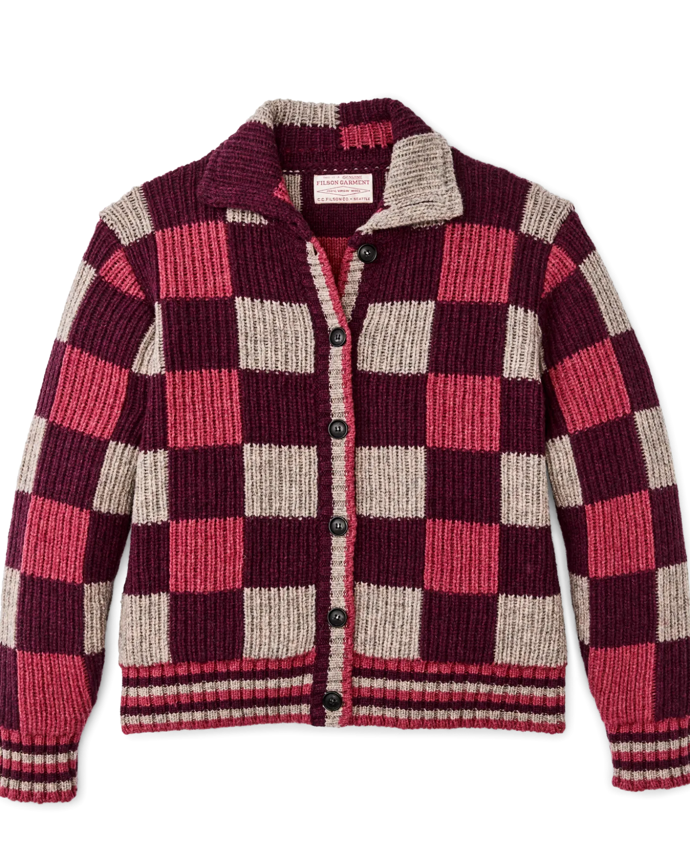 Women's Checkered Wool Cardigan