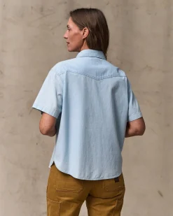 Women's Short Sleeve Chambray Western Shirt