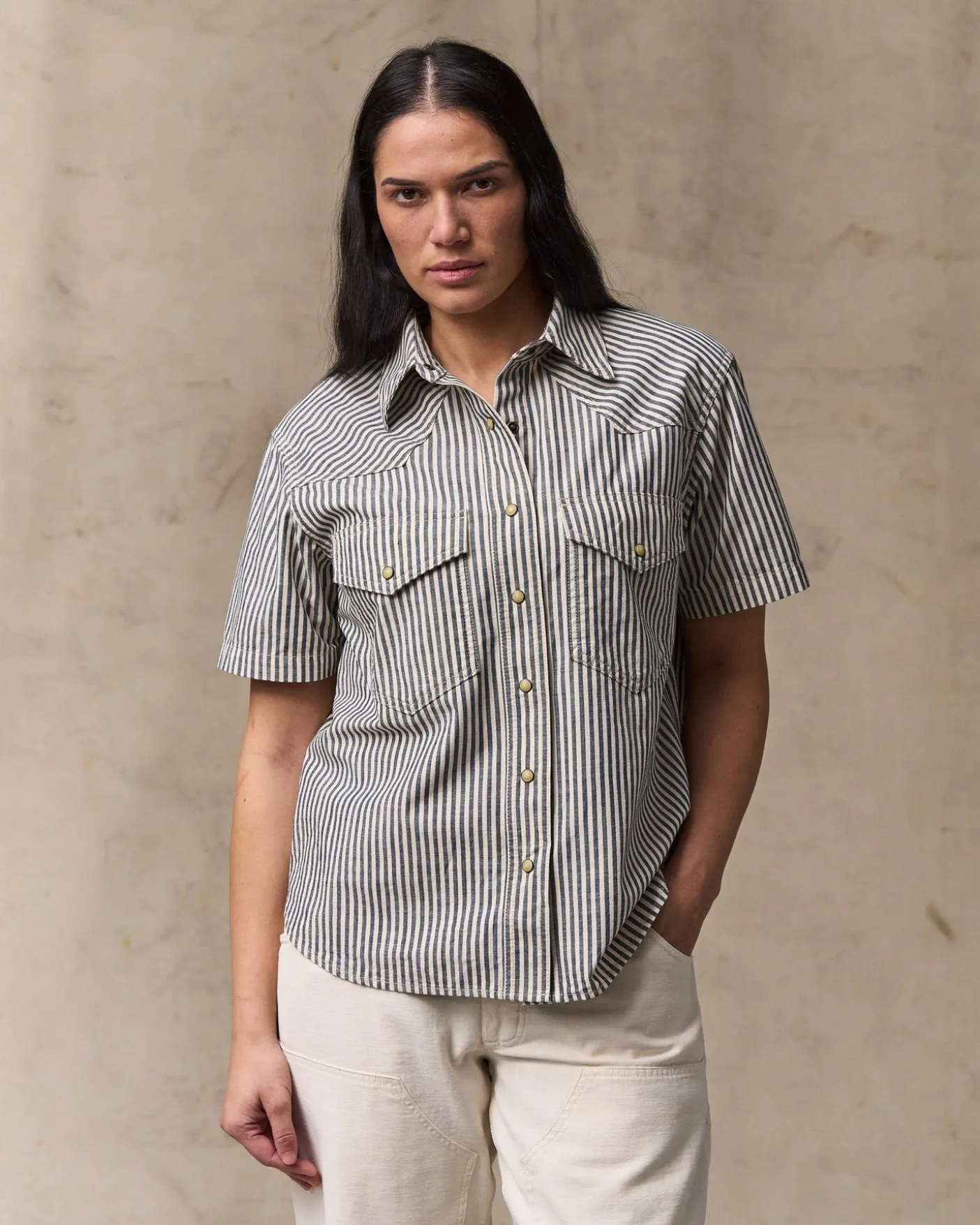 Women's Short Sleeve Chambray Western Shirt